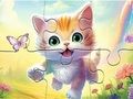 게임 직소 퍼즐: 나비와 함께 있는 새끼 고양이  온라인