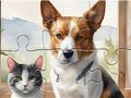 게임 직소 퍼즐: 유화 개와 고양이  온라인