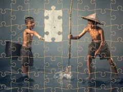 게임 Children Fishing Teamwork Jigsaw 온라인