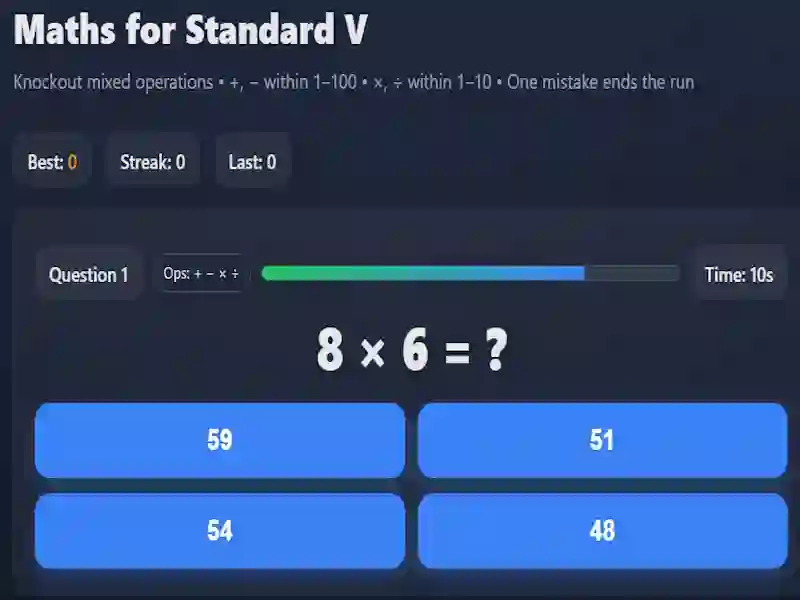 게임 Maths for Standard V 온라인