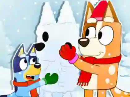 게임 Jigsaw Puzzle: Bluey Christmas Snowman 온라인