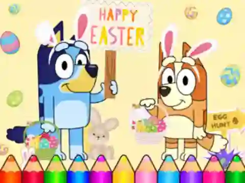 게임 Coloring Book: Bluey Happy Easter 온라인
