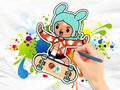 게임 색칠하기 책: Toca Boca 스케이트보드  온라인